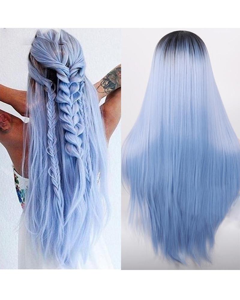 

Gradient Blue Color Long Straight Hair Wig