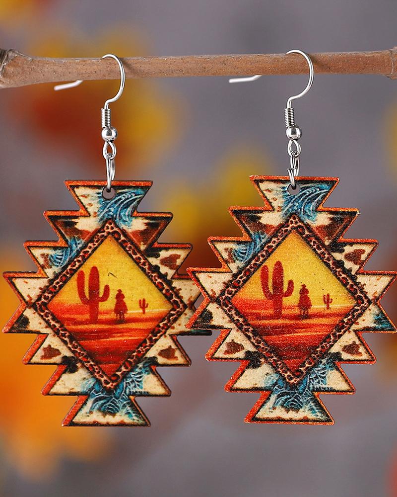 

1Pair Aztec Geometric Shaped Waterdrop Earrings, Style1