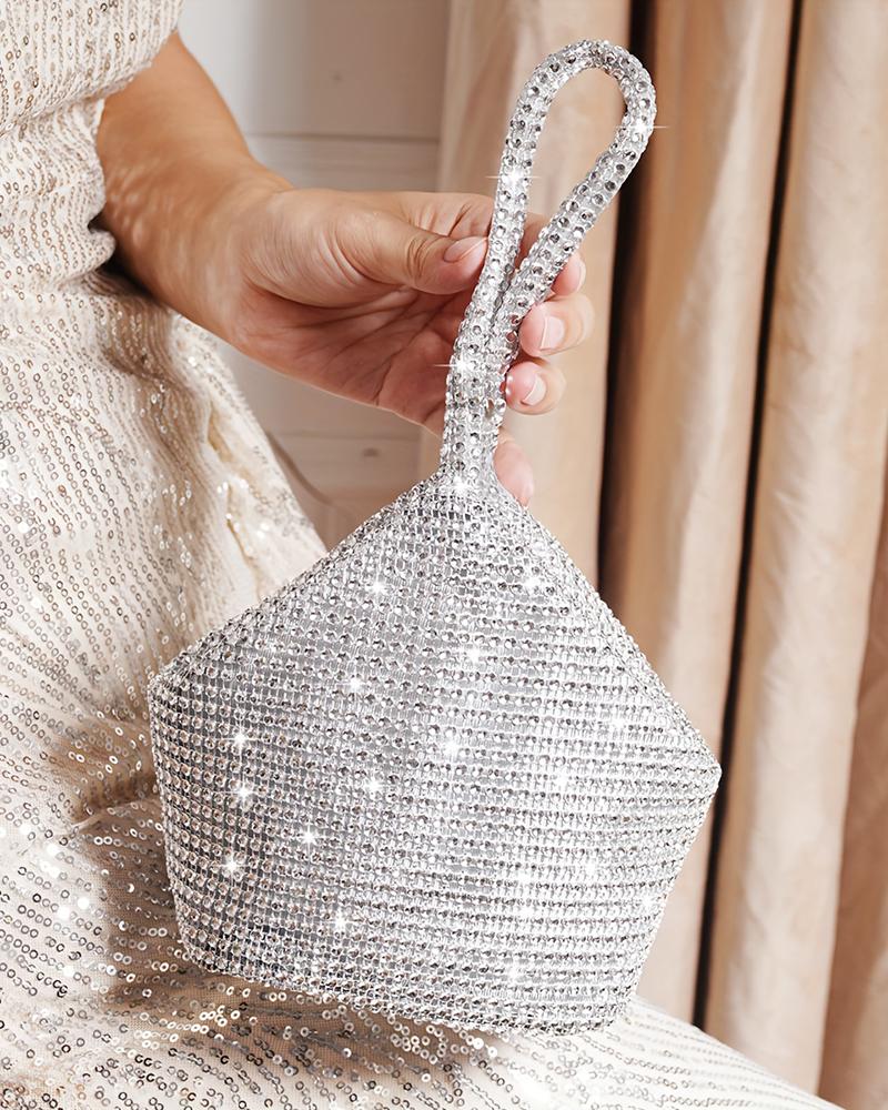 

Rhinestone Mini Evening Handbag, Silver
