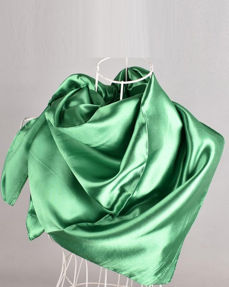 

Plain Satin Square Scarf Headband, Green