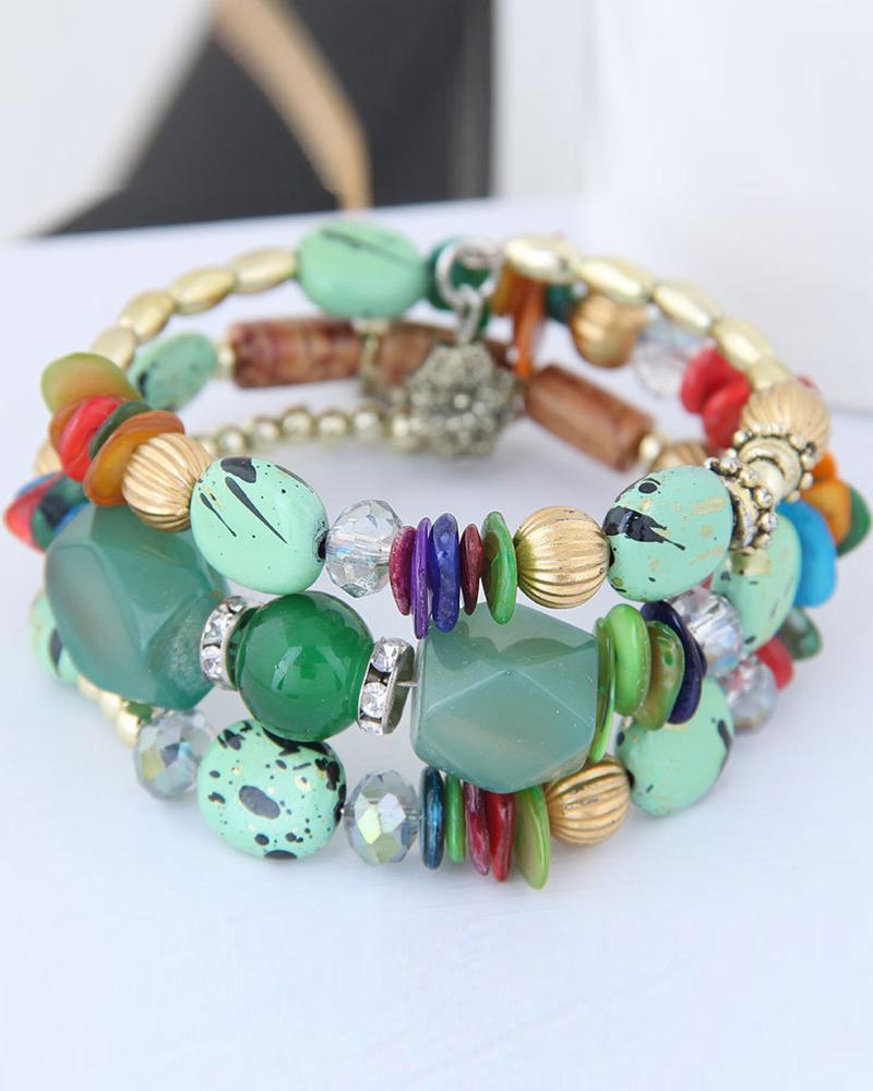 

1pcs Bohemian Asymmetrical Stone Beaded Bracelet, Style1