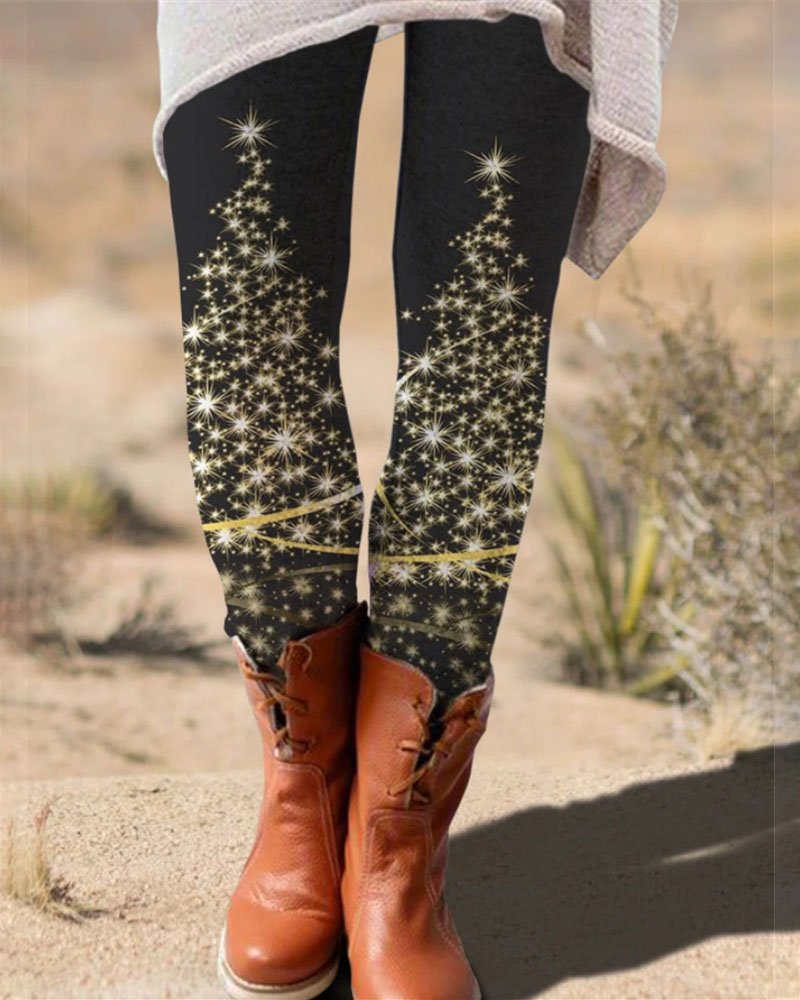 

Christmas Tree Snowflake Print Leggings, Style7