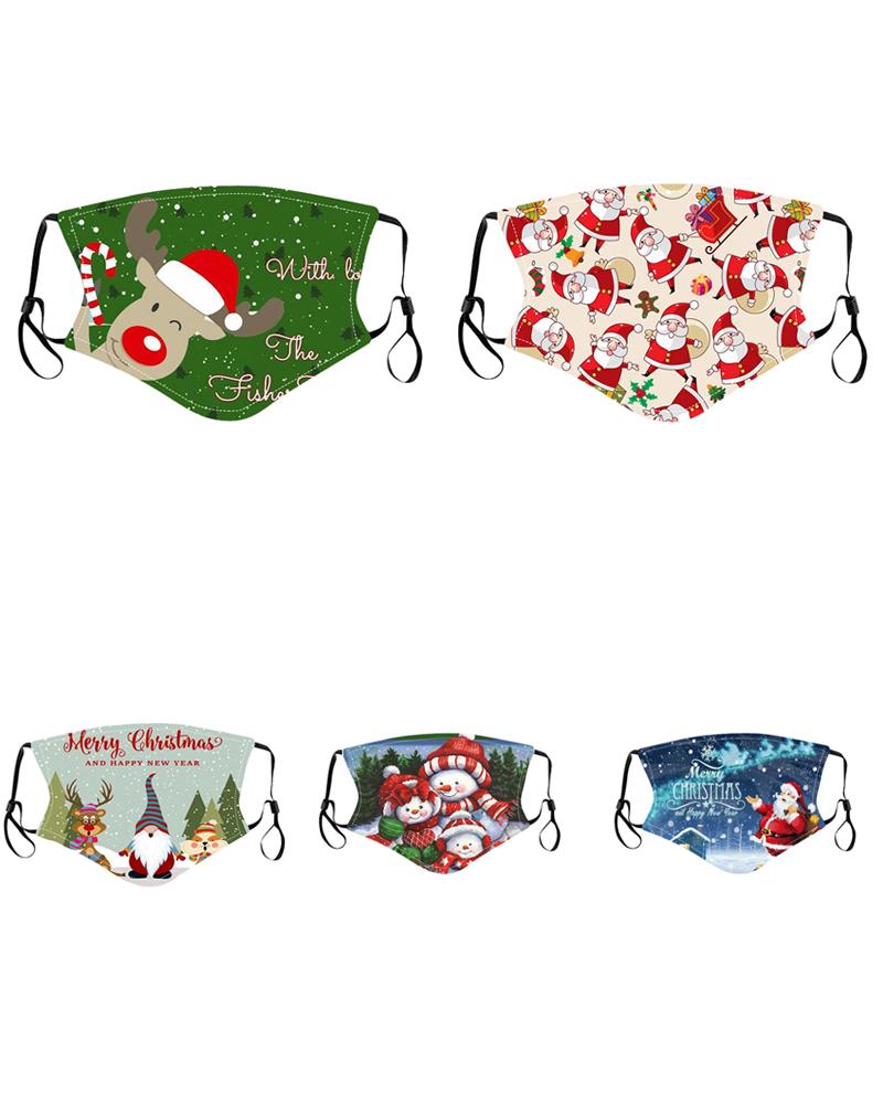 

5PCS/Set Randomly Dispatched Christmas Mixed Print PM2.5 Filter Face Mask For Child, Style3