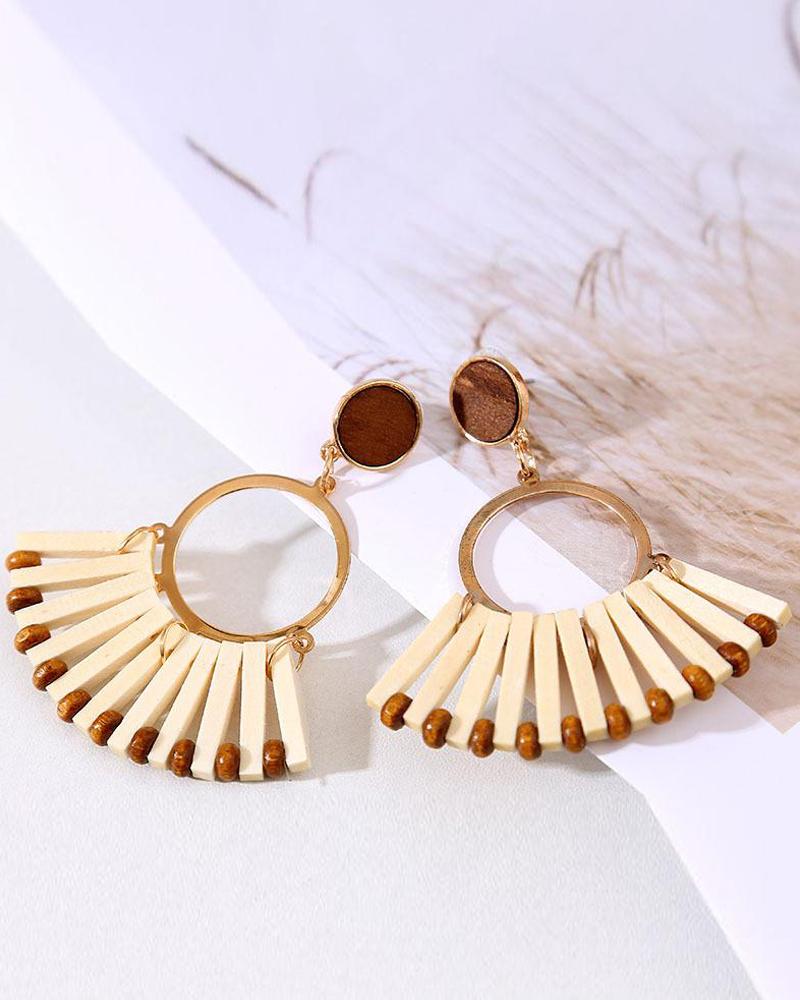 

Vintage Wooden Earrings, Khaki