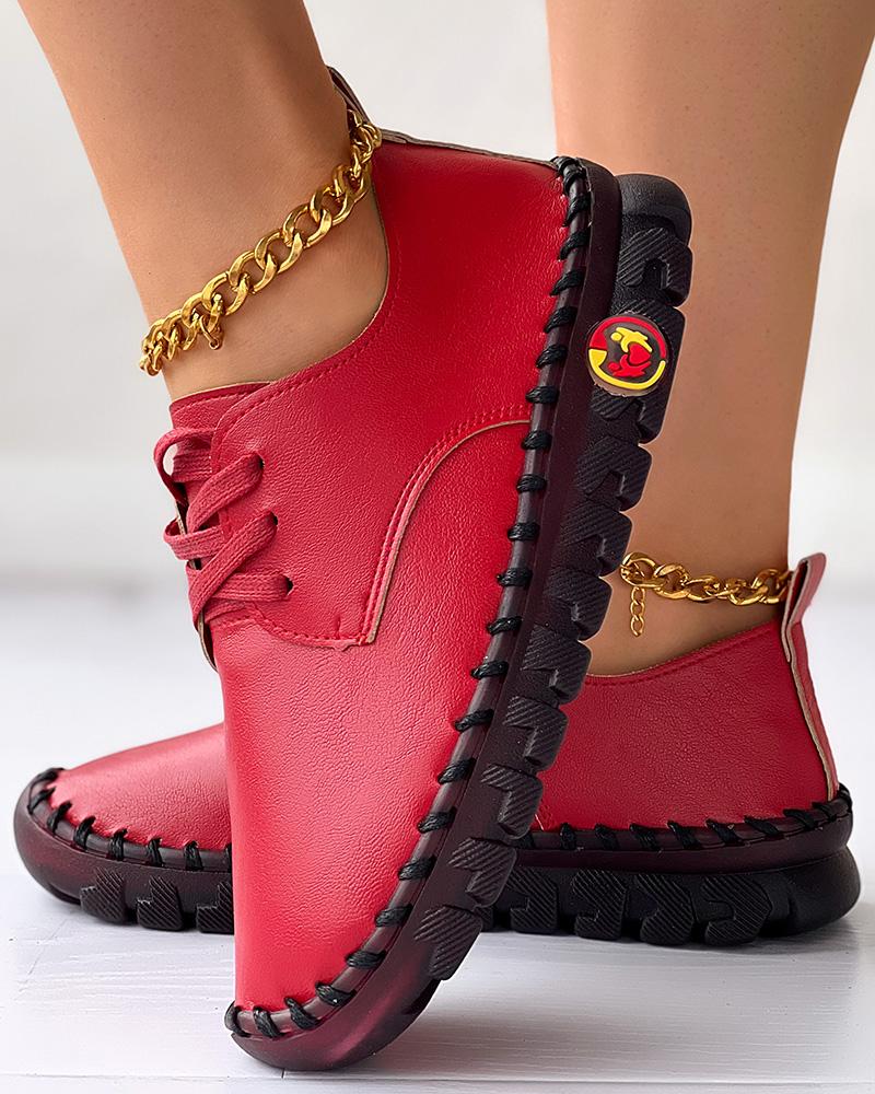 

Lace-up Casual Summer Loafers, Red