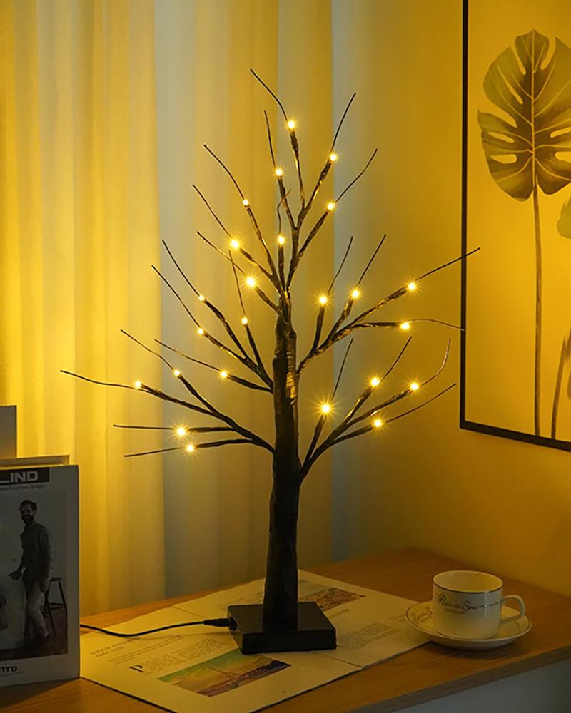 

Halloween Tree Light Decoration With Bat / Leaf / Pumpkin Light Decor Battery Powered Horror Tree for Indoor Home Halloween Decoration, Style3