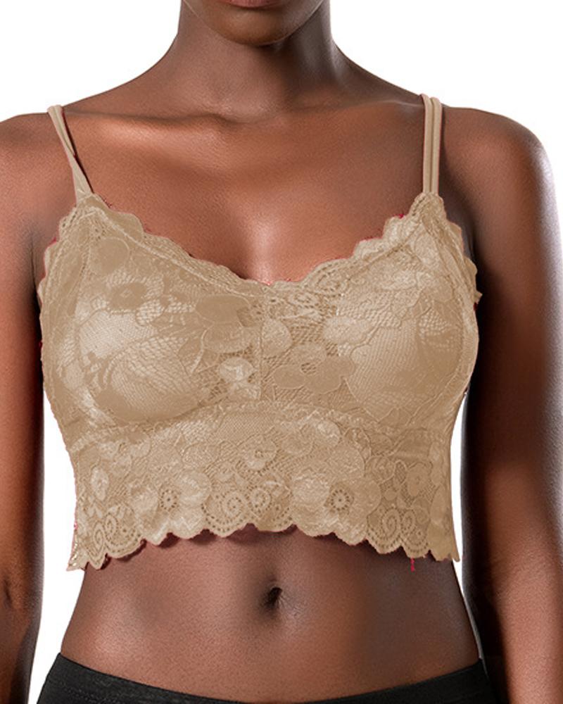 

Dual Strap Push Up Lace Bralette, Apricot