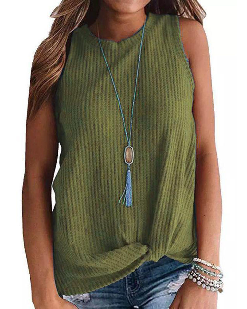 

Twist Design Casual Tank Top, Green