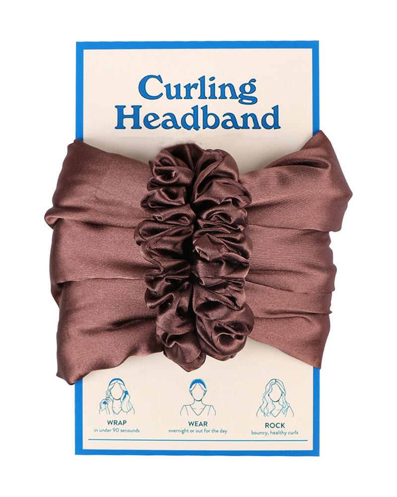 

Heatless Curling Headband Overnight Natural Rod Ribbon Lazy Hair Curlers Wraps Kit For Long Hair, Brown
