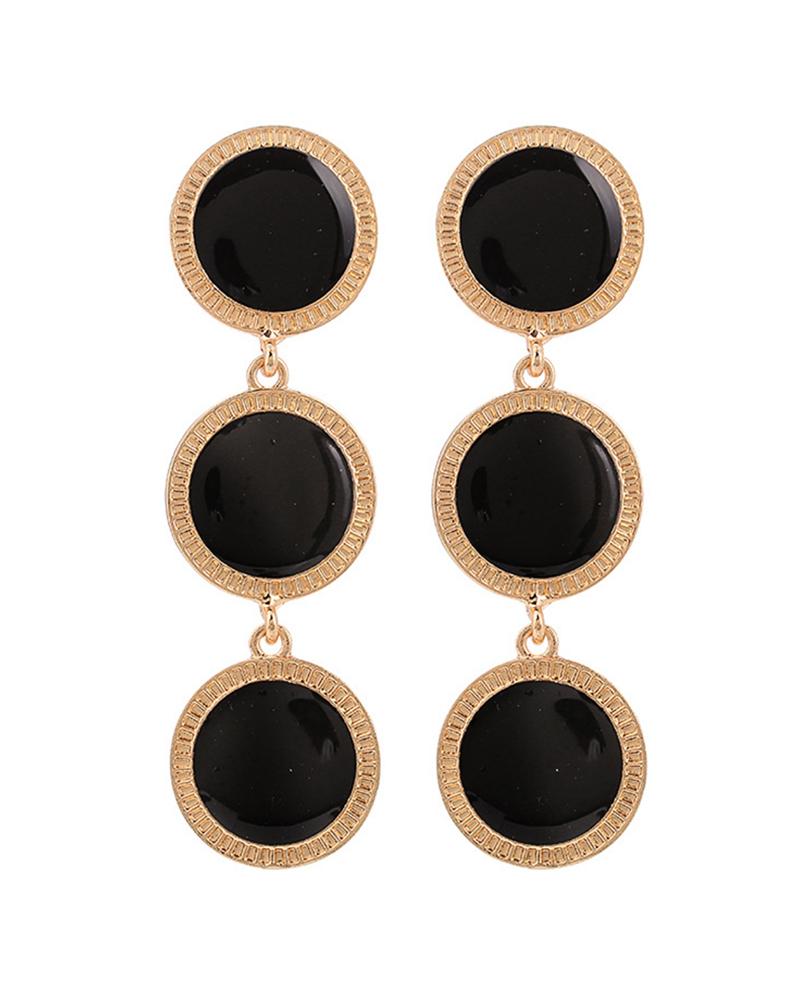 

Geometric Layered Drop Earrings, Black