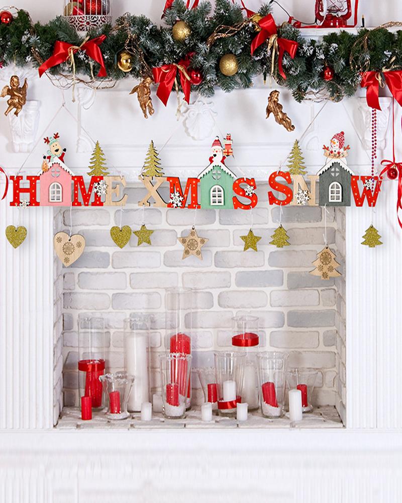 

Wooden Christmas Door Hanger Christmas Home Decorations Ornament, Style1