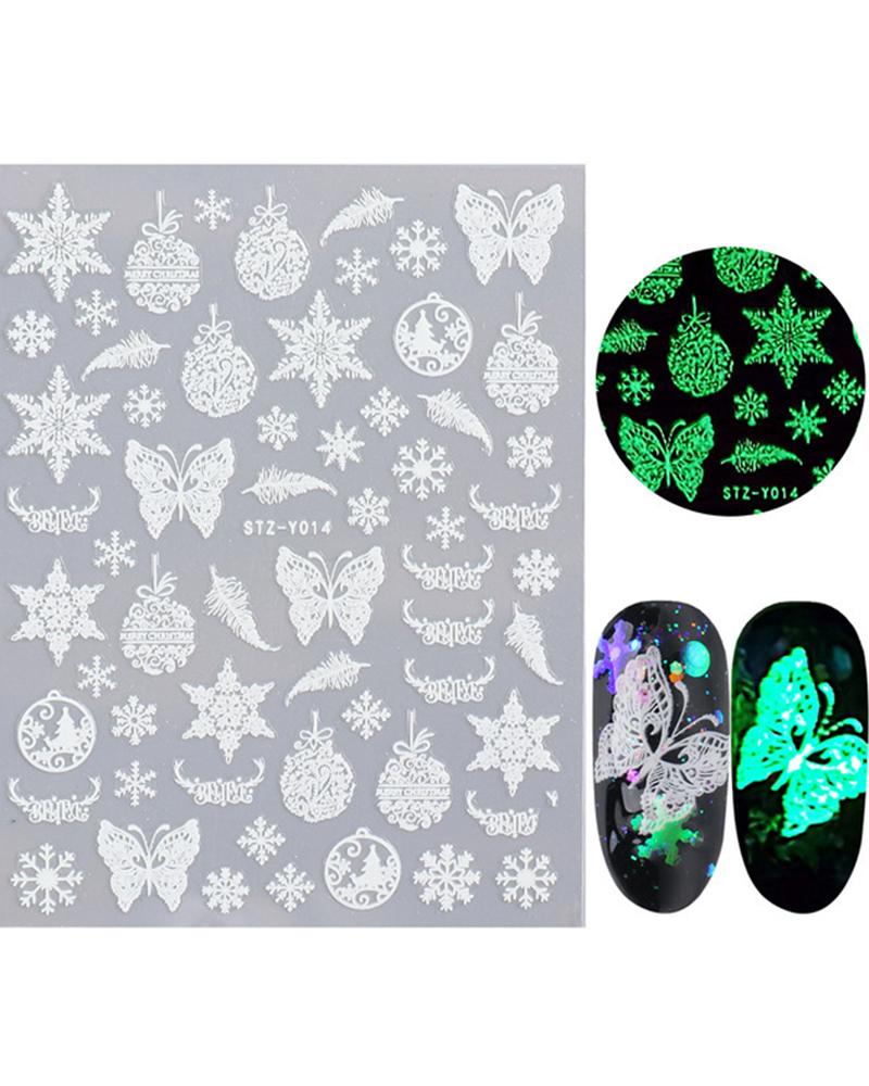 

1 Sheet Night Glow Luminous Christmas Pattern Nail Sticker, Style9