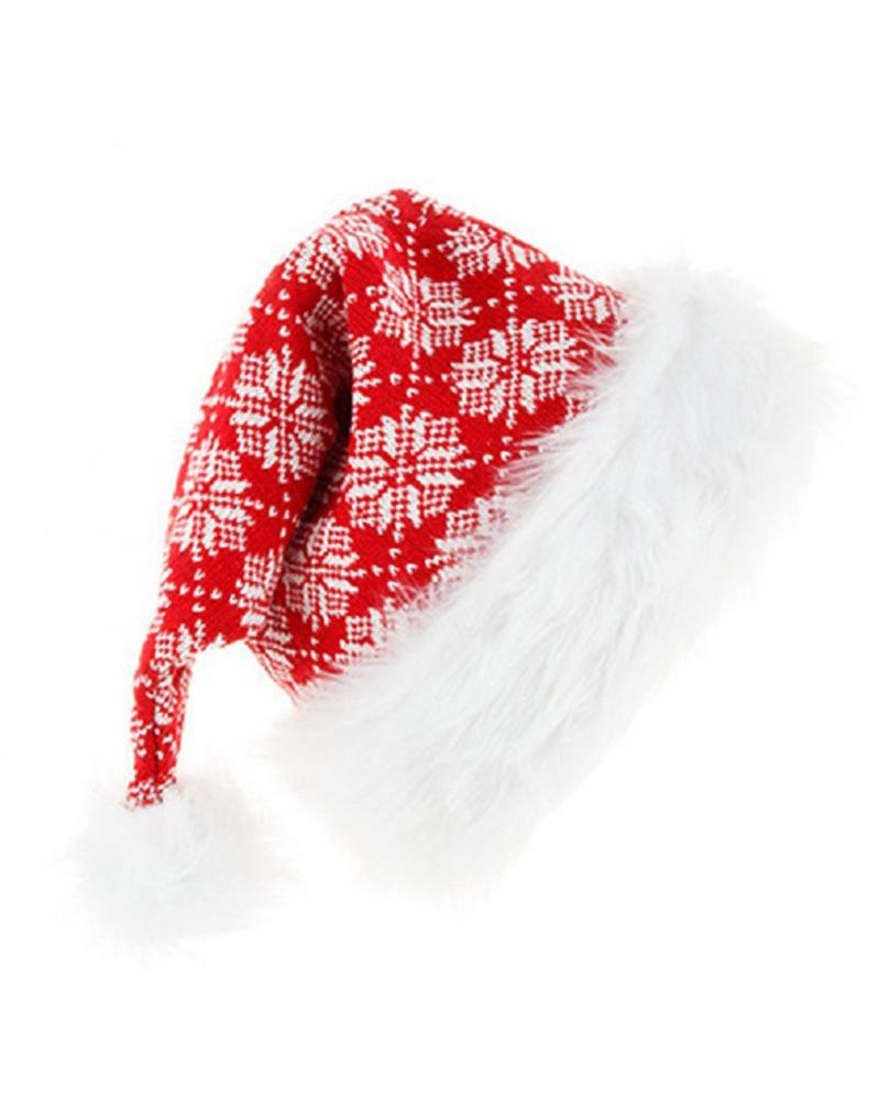 

Plush Snowflake Christmas Hat Knitted Santa Beanie Ornament, Style4