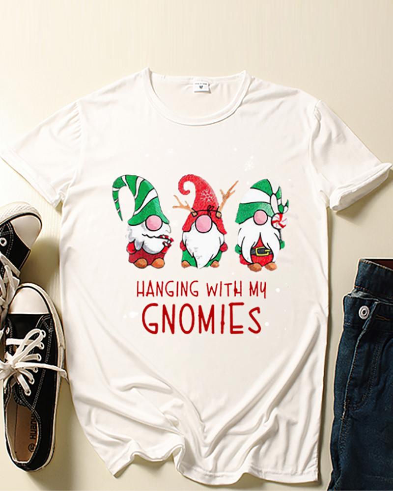 

Christmas Santa Letter Print Short Sleeve T-shirt, White