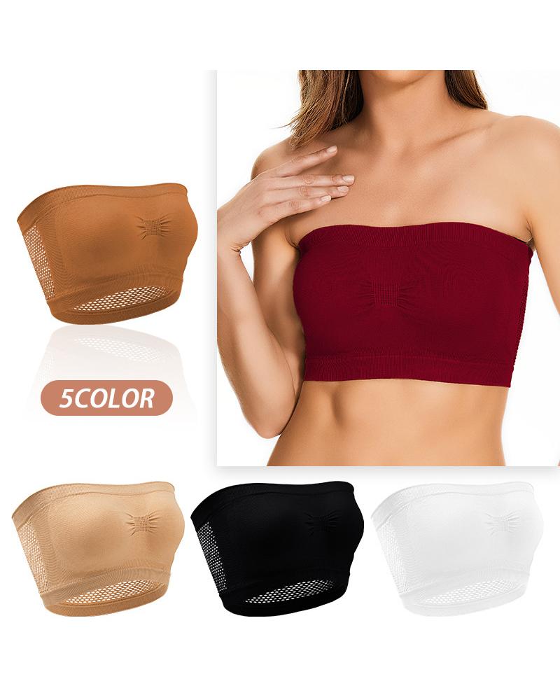 

Strapless Bandeau Bralette Invisible Bra, Wine red