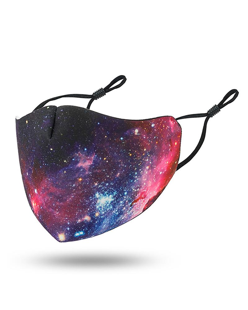 

Starry Sky / Tie Dye Print Breathable Face Mask, Red