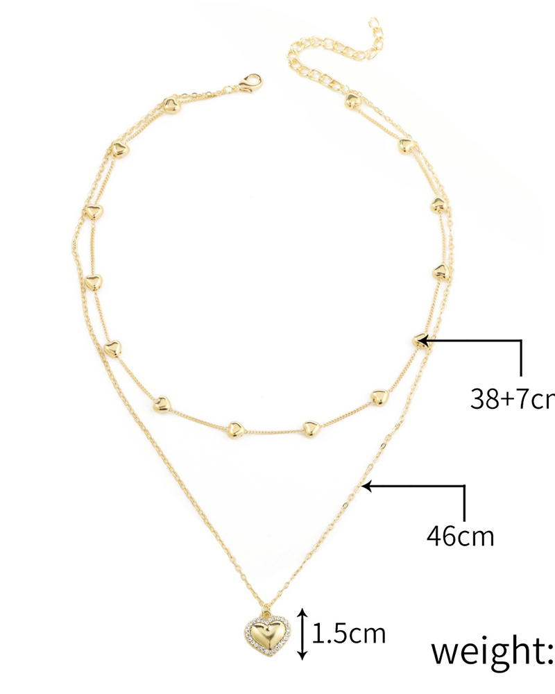 

1pcs Heart Pendant Beaded Chain Necklace, Style3