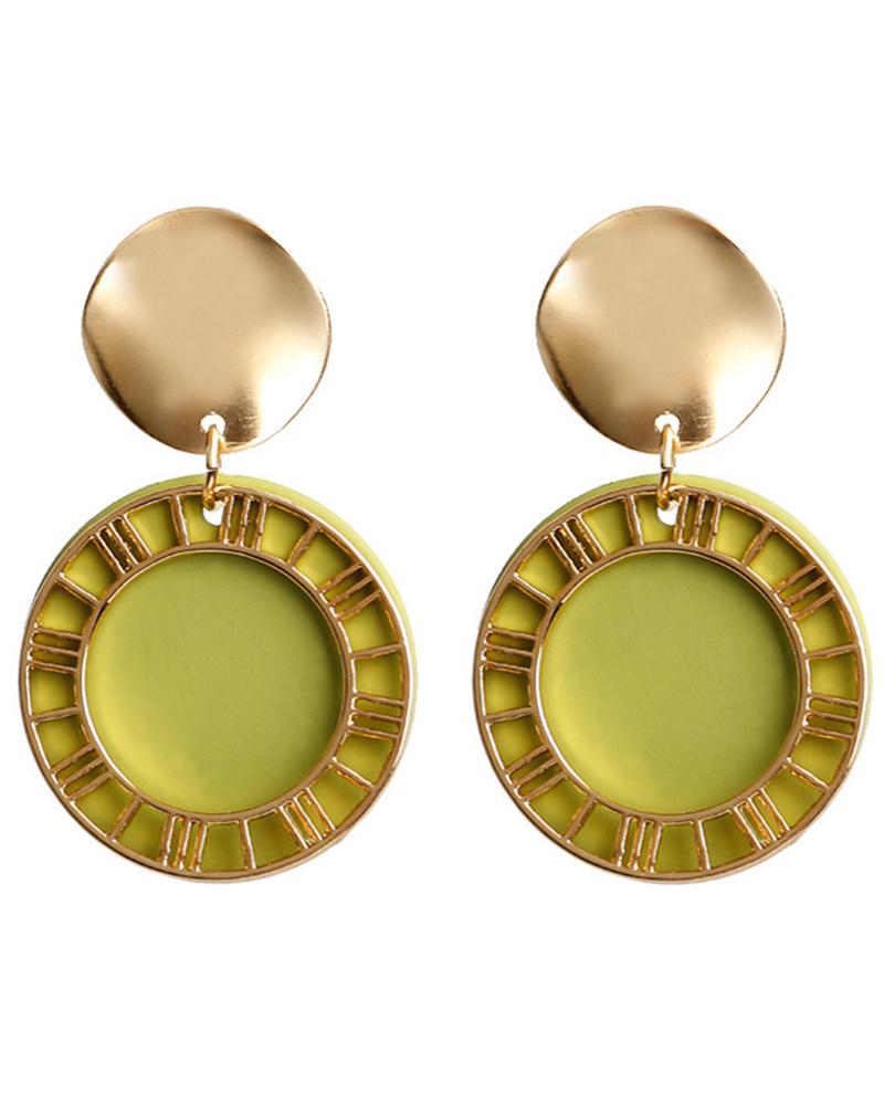 

1Pair Geometric Patten Vintage Dangle Earrings, Yellow
