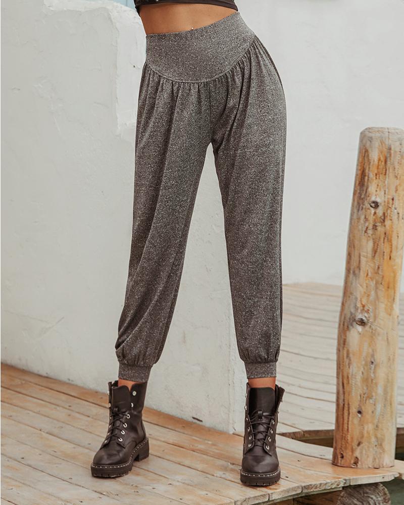 

Wide Waistband Loose Casual Pants, Gray