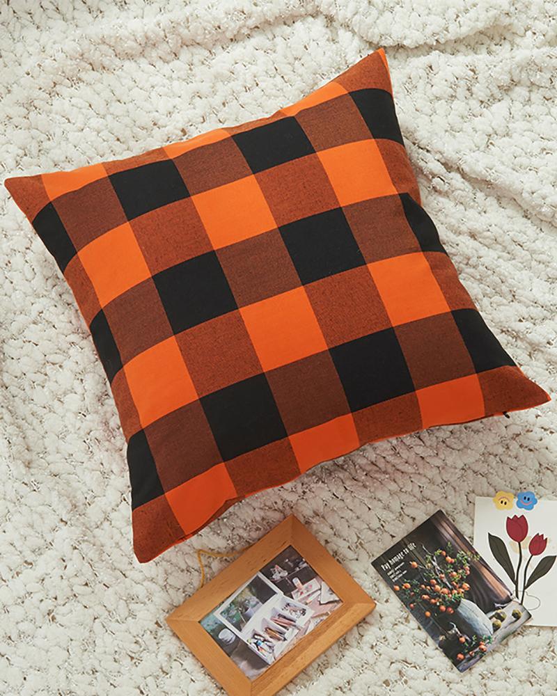 

Halloween Fall Buffalo Check Plaid Throw Pillow Covers Farmhouse Decorative Square Pillow Cover Case Cushion Pillowcase for Home Decor Sofa Bedroom, Orange