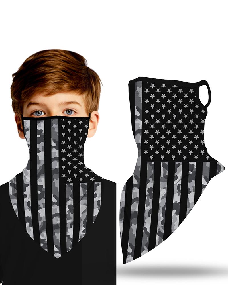 

Flag Print Breathable Ear Loop Face Cover Windproof Outdoors For Children, Black