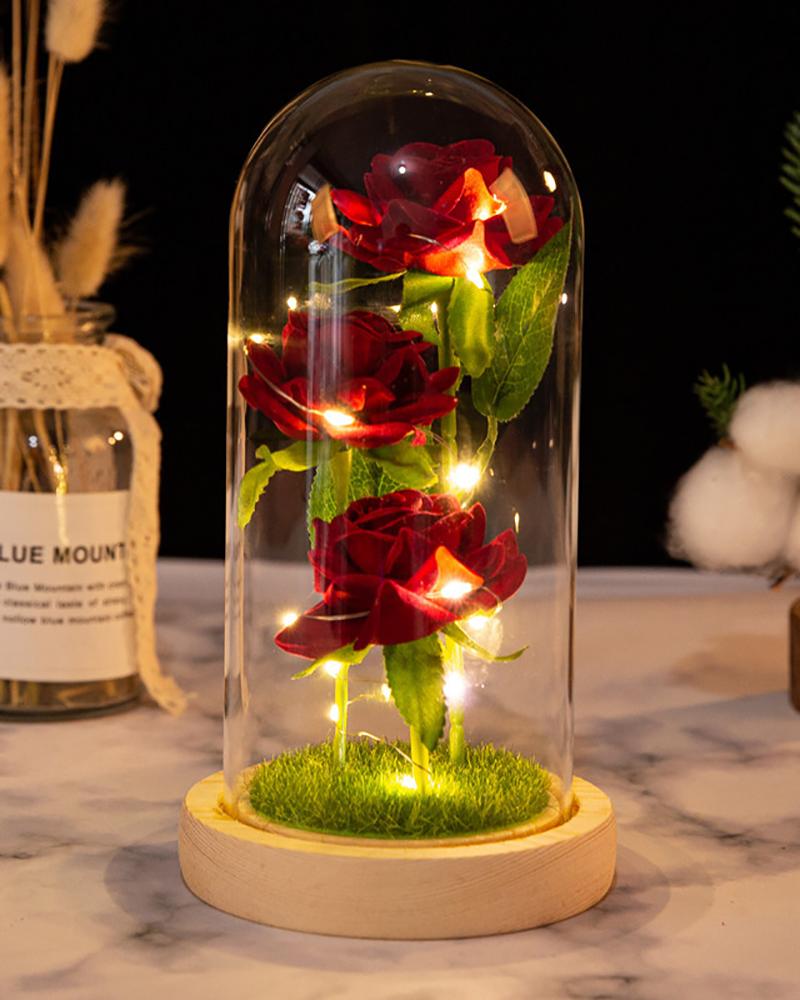 

Valentine Rose Gift Decorations Artificial Flower Rose With Led Light String, Style2