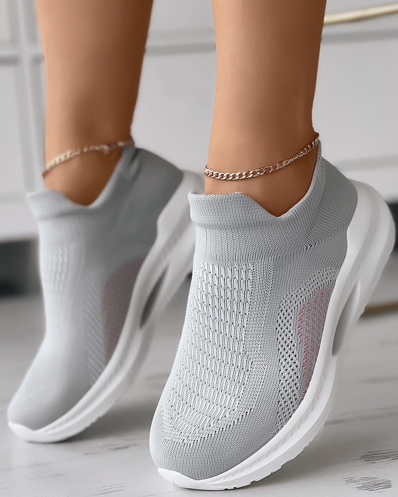 

Slip On Breathable Knit Sneakers, Gray