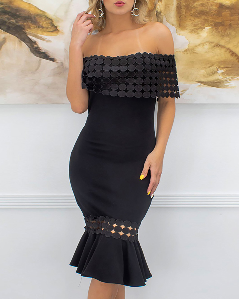 

Off Shoulder Hollow Out Mermaid Dress, Black