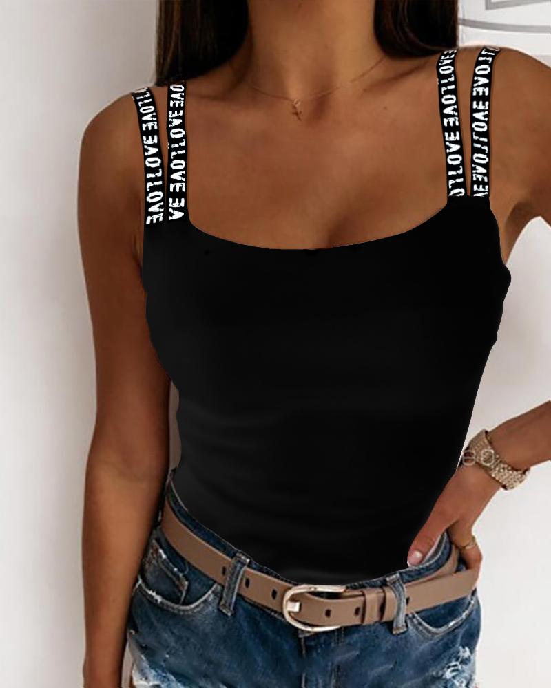 

Letter Tape Patch Tank Top, Black