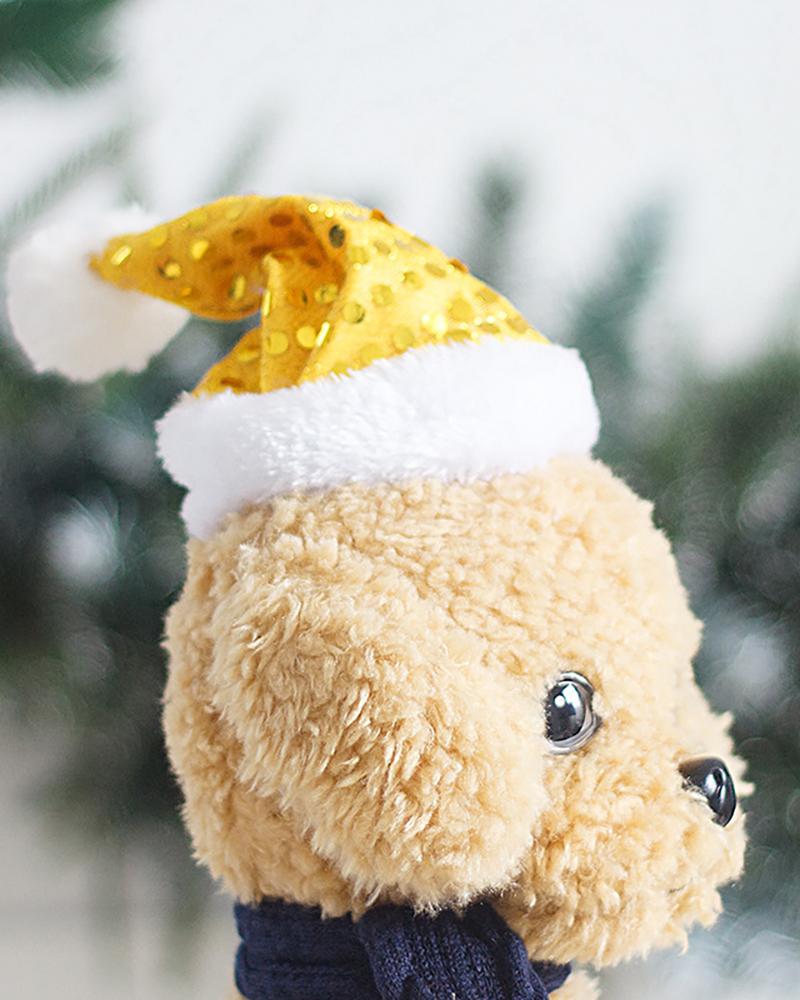 

Christmas Sequins / Plain Pom Pom Santa Hat For Pets, Style2