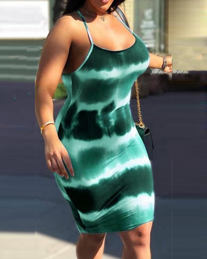 

Tie Dye Bodycon Cami Dress, Green