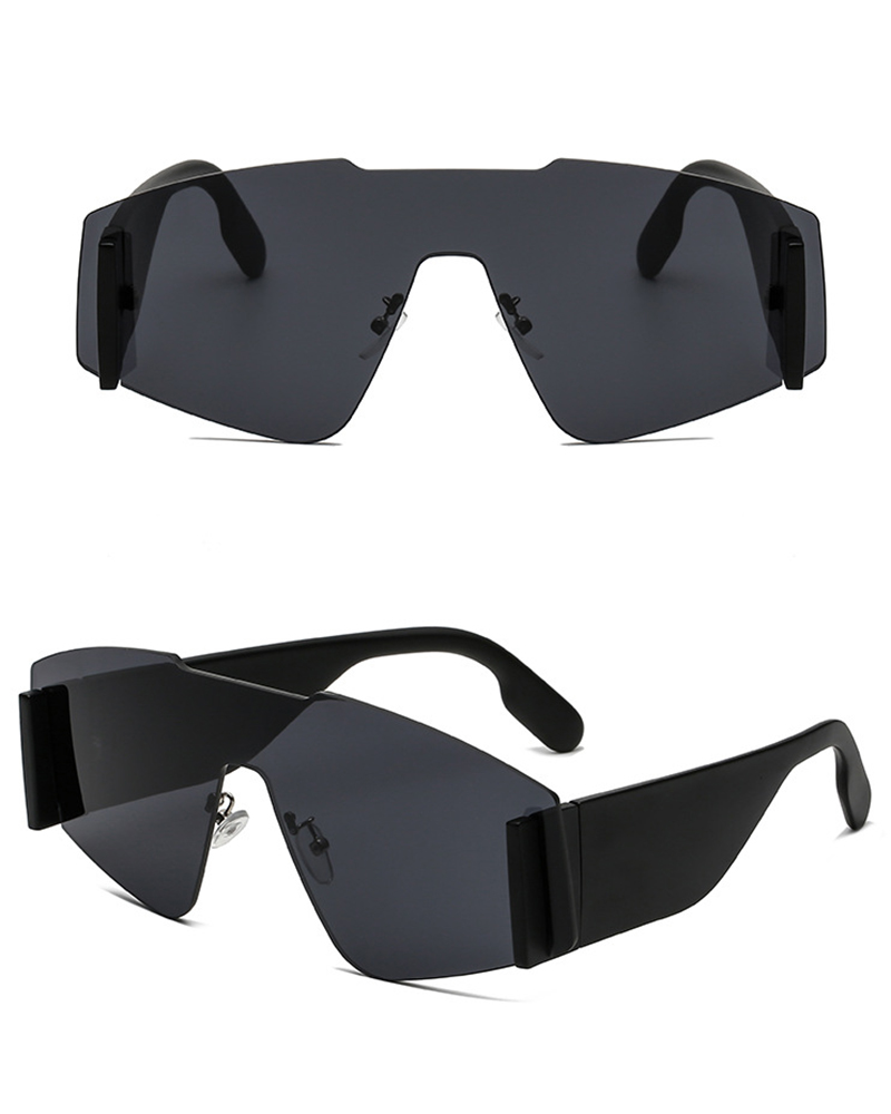 

1Pair Flat Top Rimless Trendy Sunglasses, Black