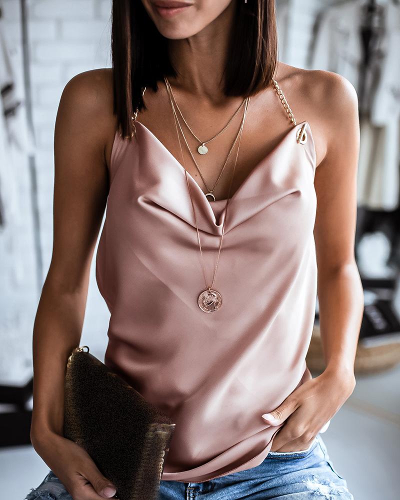 

Halter Eyelet Detail Sleeveless Top, Apricot