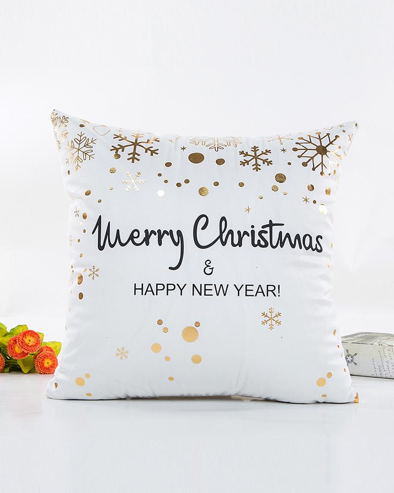

Christmas Letter Snowflake Print Cushion Cover Without Filter, Style3
