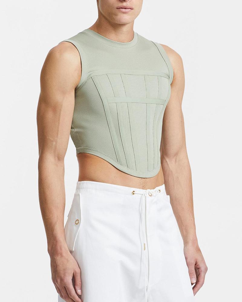 

Solid Color Skinny Sleeveless Top, Green