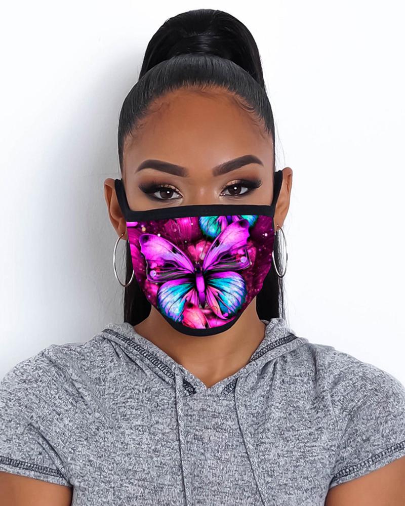 

Butterfly Print Breathable Mouth Mask Washable And Reusable, Hot pink