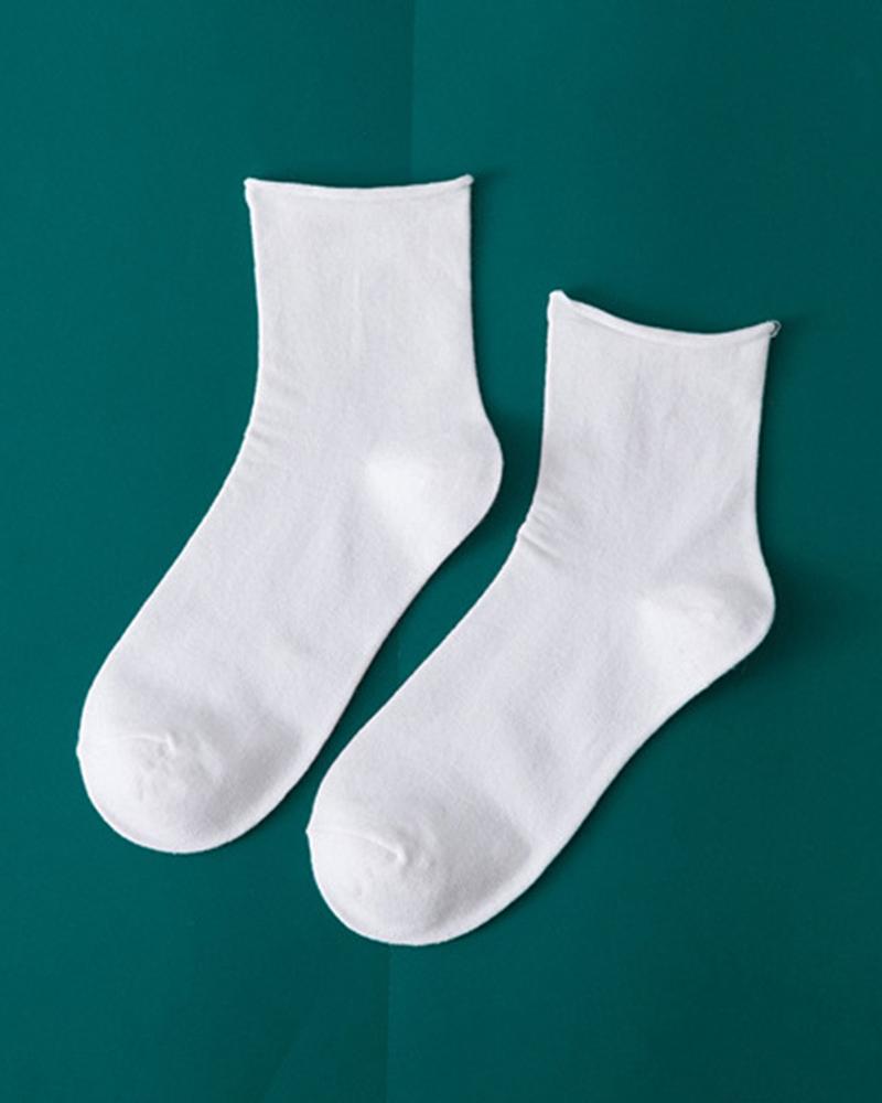 

1Pair Rolling Top Soft Socks, White