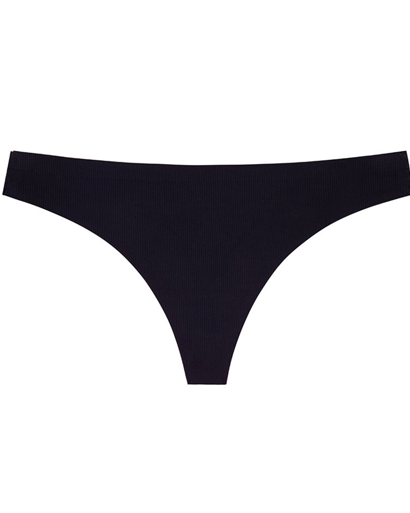 

Skinny Low Waist Solid Color Thong Panties, Black