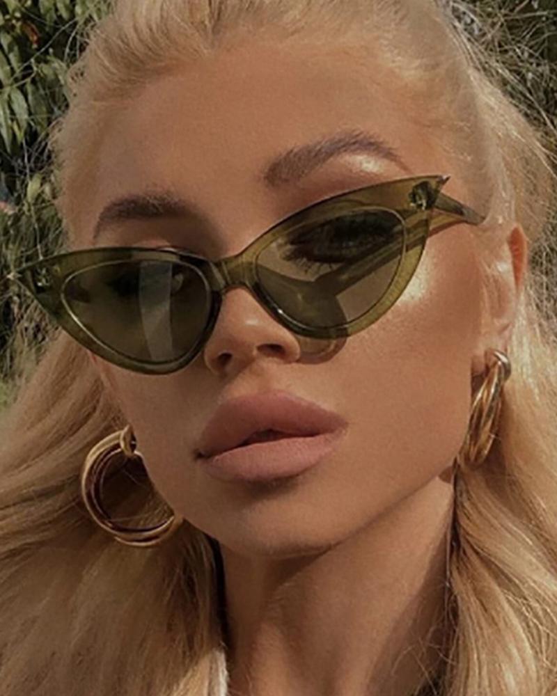 

1Pair Cat Eye Frame Vintage Sunglasses, Green