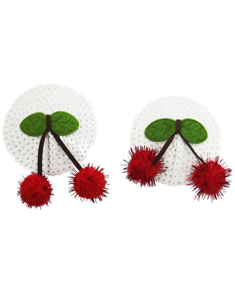 

1Pair/2Pairs Cherry Pattern Sexy Women Toy Sequin Pasties Breast Bra Reusable Nipple Covers, White