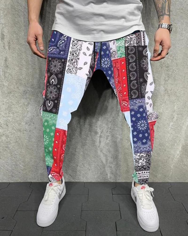 

Paisley Print Loose Color Side Harem Pants, Multicolor