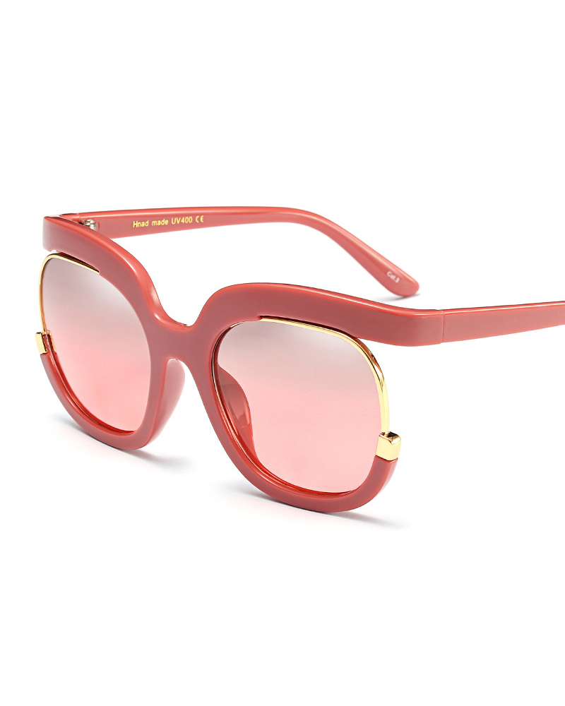 

1Pair Ombre Lens Half Metal Frame Fashion Sunglasses, Pink