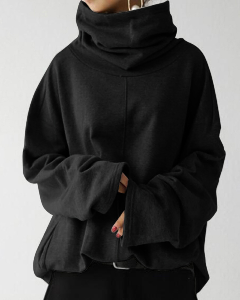 

Long Sleeve High Neck Sweatshirt, Black