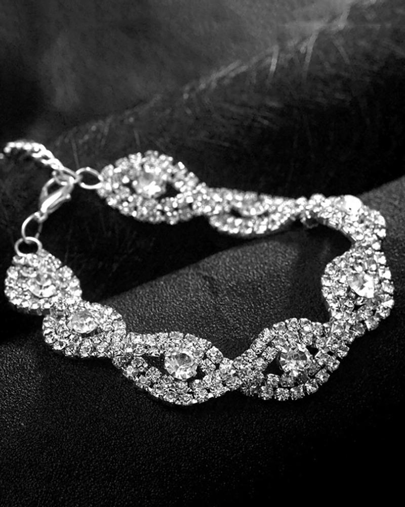 

Sparkling Allover Rhinestone Decor Bracelet, Silver