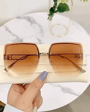 

1Pair Rimless Tinted Lens Square Sunglasses, Style5