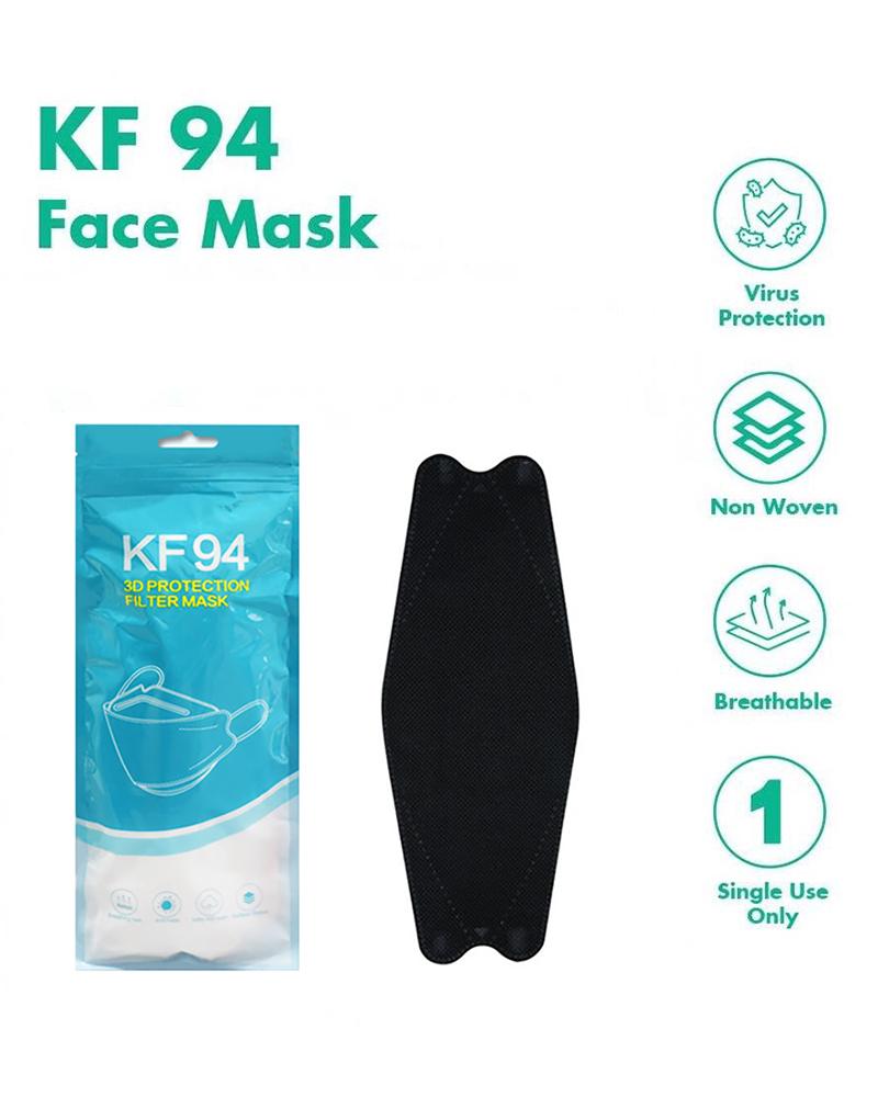 

KF94 Anti Fog Disposable Face Masks 3 Layers Fish Mouth Type Face Cover, Black