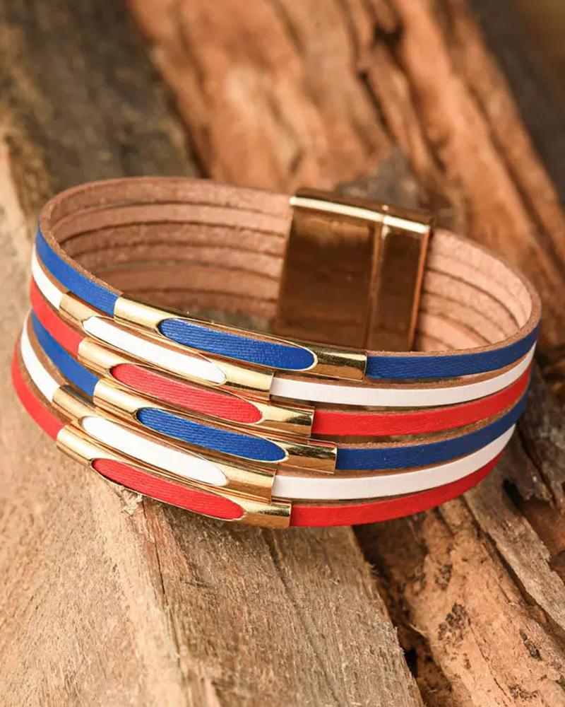 

1pc Colorblock Magnet Wide Bracelet, Multicolor