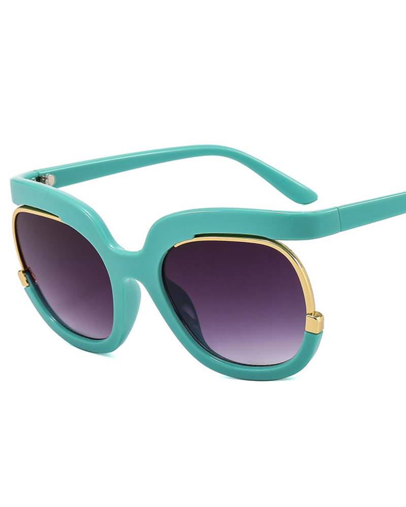 

1Pair Ombre Round Frame Vintage Sunglasses, Blue