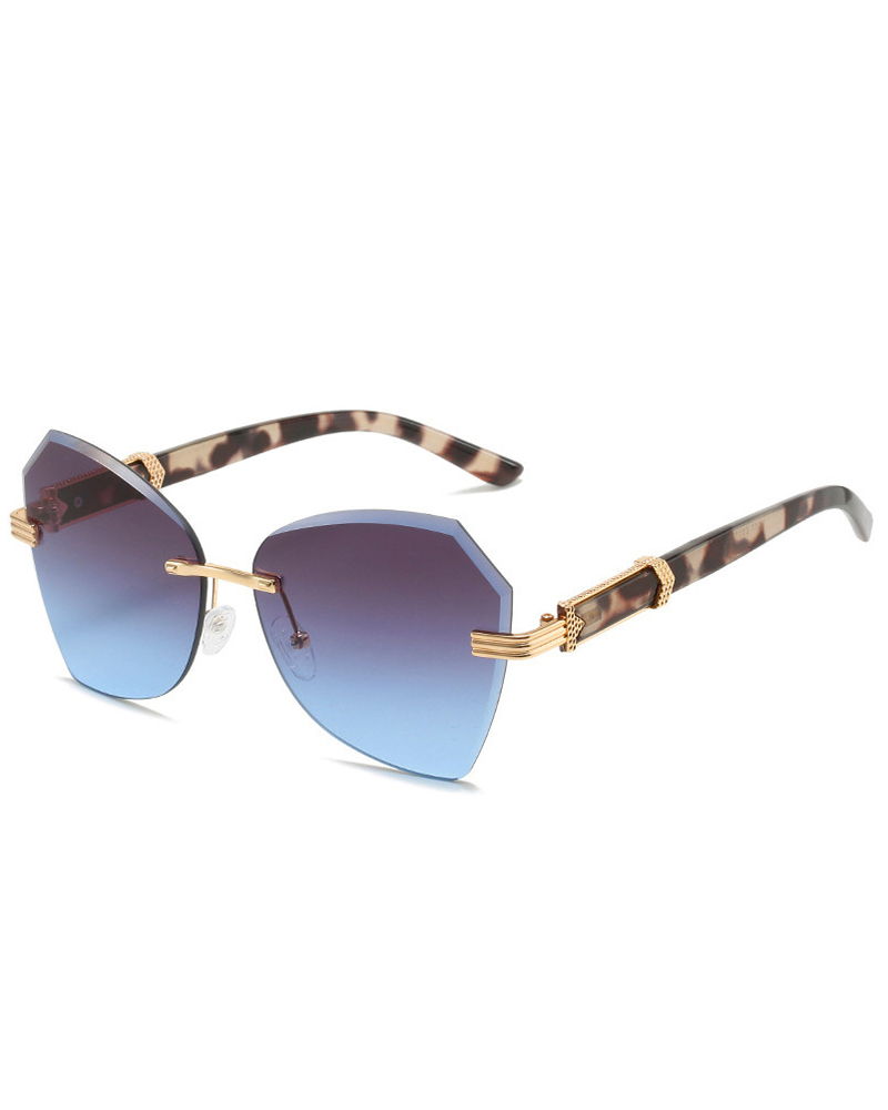 

1Pair Rimless Gradient Color Asymmetrical Sunglasses, Style2
