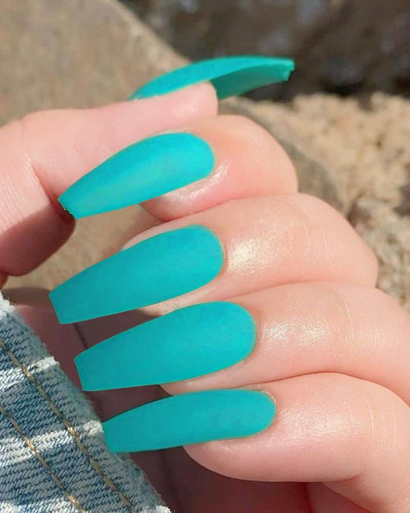 

Plain False Nail & 1PCS Nail Glue, Green